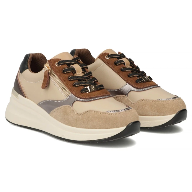Skórzane sneakersy Filippo DP7105/25 BE beżowe