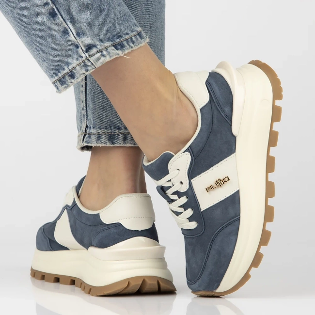 Leather sneakers Filippo DP7003/25 BL blue
