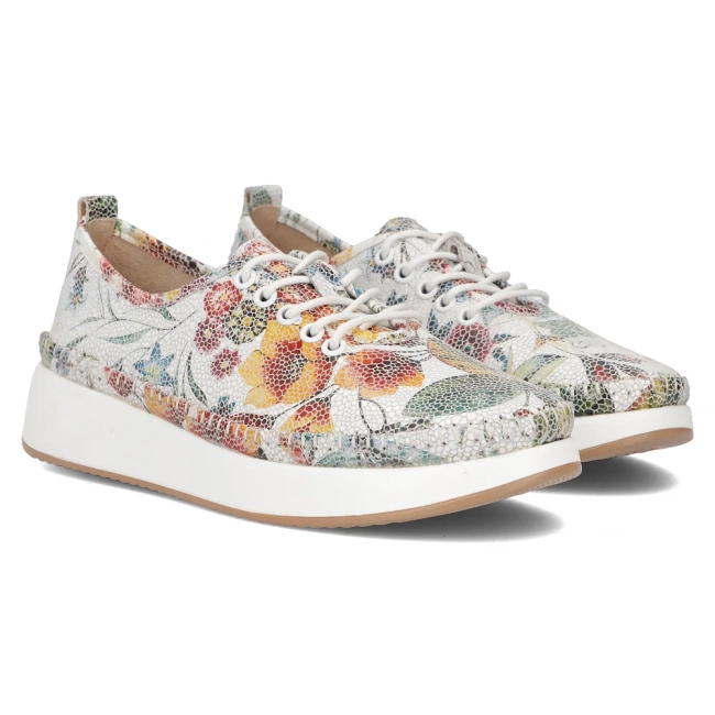 Leather shoes Filippo DP6102/24 WH FL white flowers