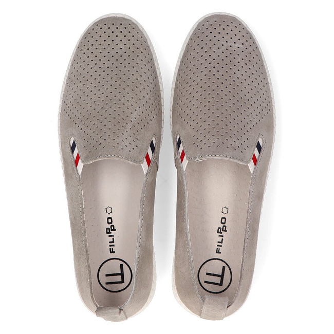 Skórzane półbuty FILIPPO DP1272/21 GR szare