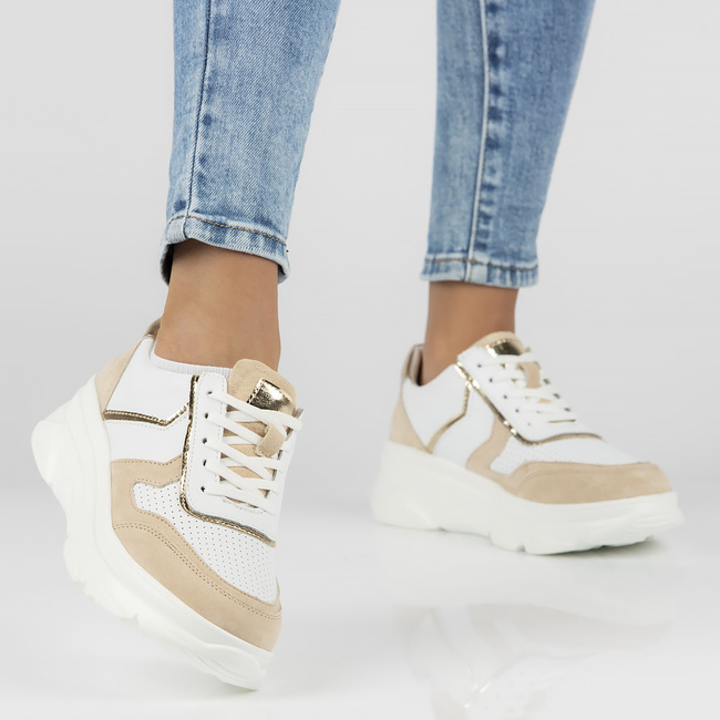 Leather Sneakers Filippo DP4579/23 WH BE white beige