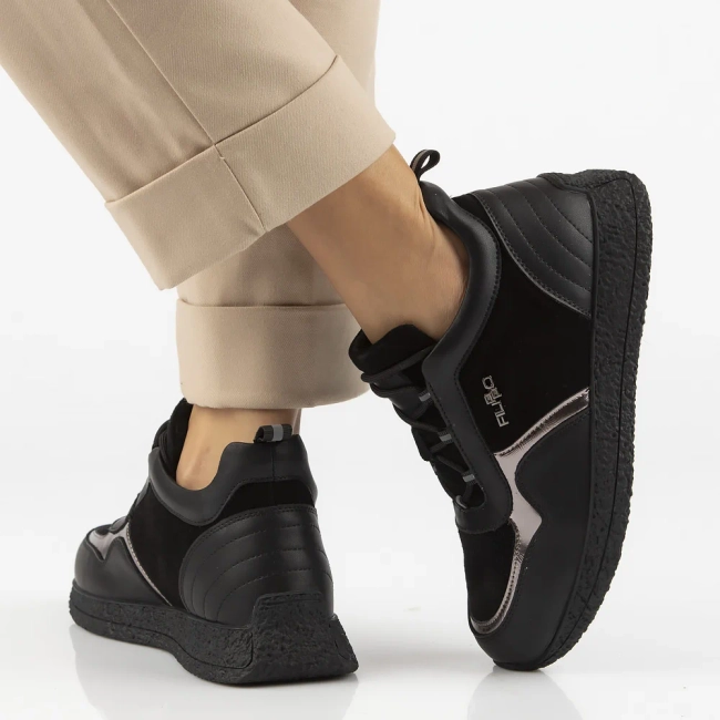 Skórzane sneakersy Filippo DP7406/25 BK czarne