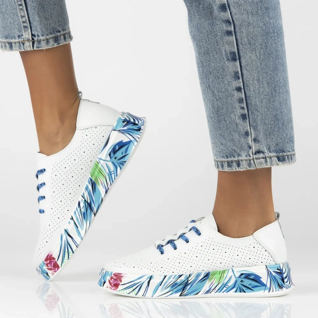 Leather shoes Filippo DP6698/25 WH BL white