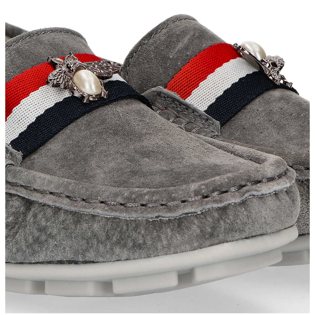 Skórzane mokasyny Filippo DP1406/20 GR szare