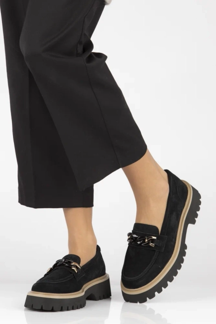 Skórzane półbuty na platformie Filippo DP4589/24 BK czarne