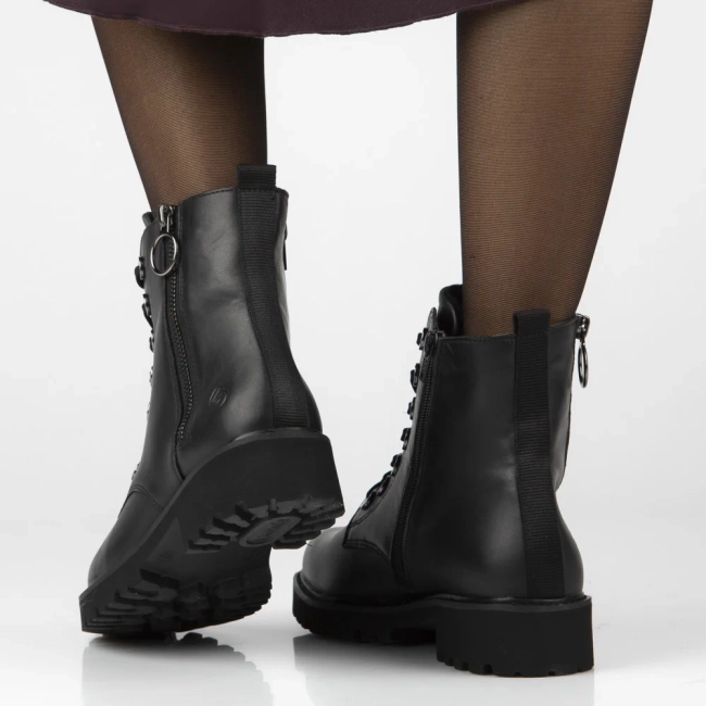 Skórzane botki Remonte D8671-01 czarne