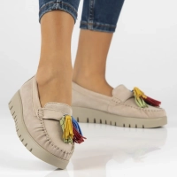 Skórzane mokasyny Filippo DP3535/24 BE beżowe