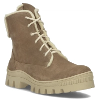 Skórzane botki na platformie Filippo 60339 Taupe