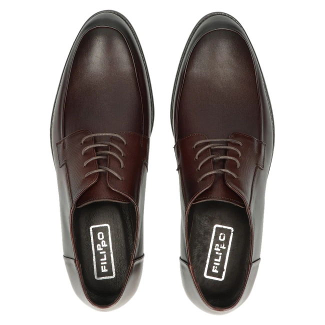 Skórzane półbuty Filippo M-7138/K-542 brązowe