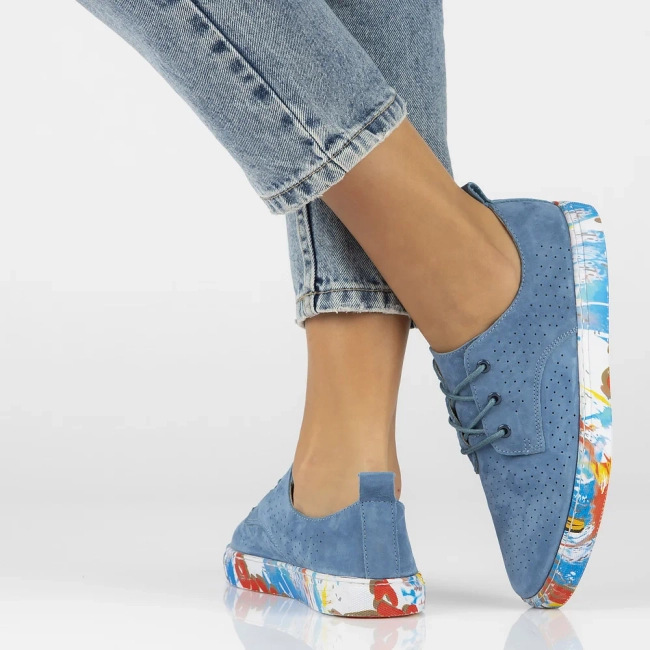 Skórzane półbuty na platformie Filippo DP6206/24 BL niebieskie