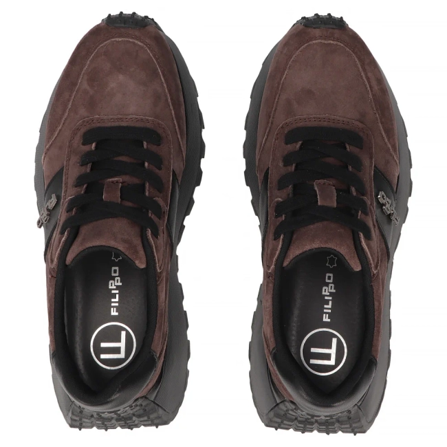 Skórzane sneakersy Filippo DP6785/26 D BR ciemnobrązowe