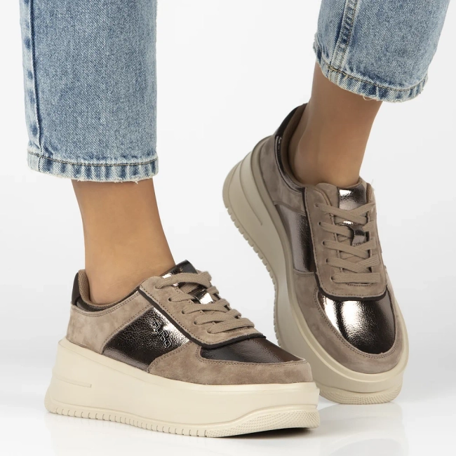 Skórzane sneakersy Filippo DP7124/25 TP beżowe