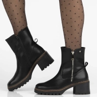 Skórzane botki na obcasie Filippo DBT7259/25 BK czarne