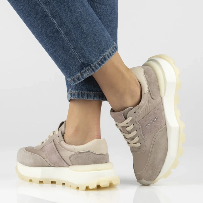 Skórzane sneakersy na platformie Filippo DP7545/26 BE beżowe