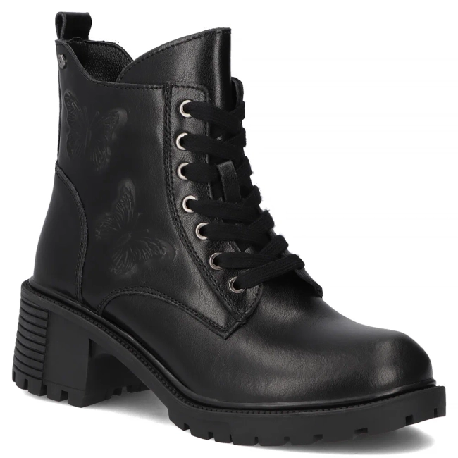 Skórzane botki na obcasie Filippo DBT7133/25 BK czarne