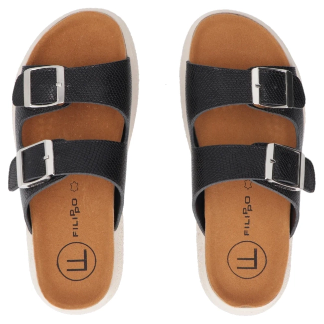 Skórzane klapki Filippo DK7925/26 BK czarne