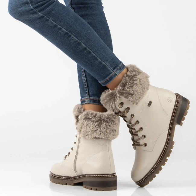 Leather ankle boots Remonte D0B74-80 beige