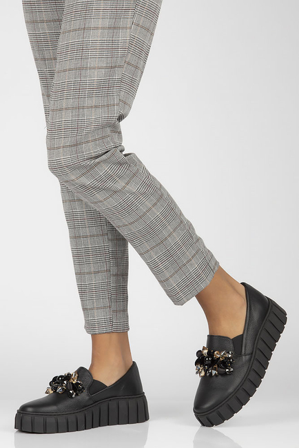 Skórzane półbuty na platformie Filippo 198 czarne