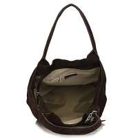 Dark brown suede leather handbag Toscanio 1101
