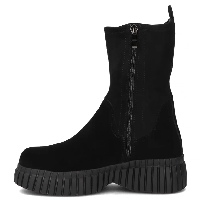 Skórzane botki na platformie Filippo DBT7163/25 BK SU czarne