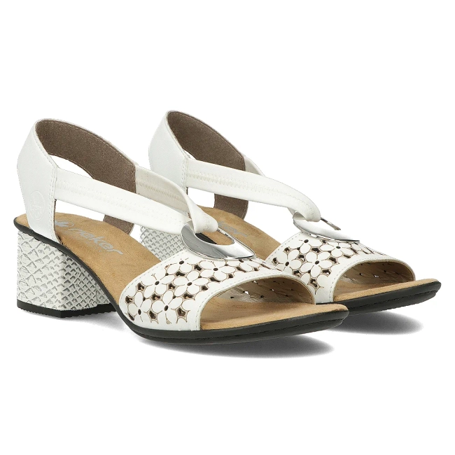 Leather sandals Rieker 64677-80 white