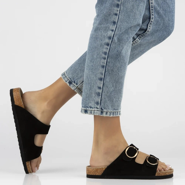 Skórzane klapki Filippo DK7061/25 BK czarne