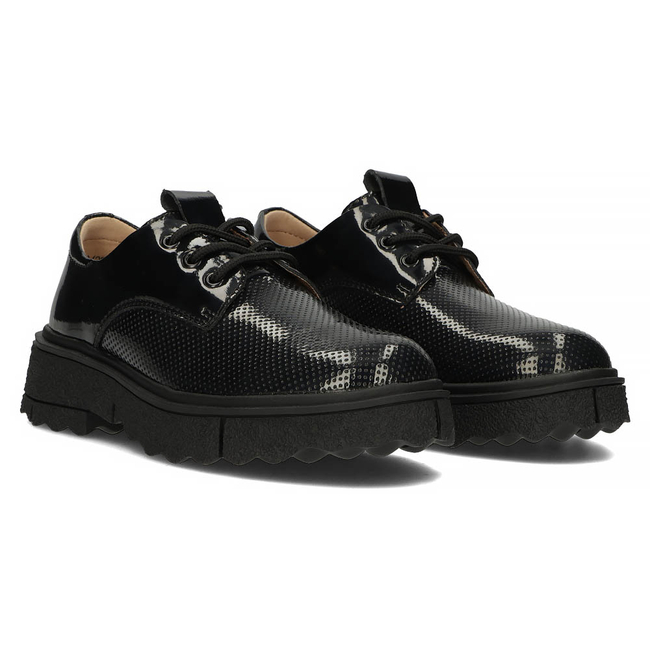 Skórzane półbuty na platformie Filippo DP4179/22 BK czarne