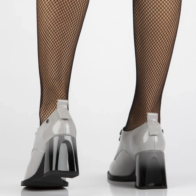 Skórzane półbuty na obcasie Filippo DP6315/24 GR szare