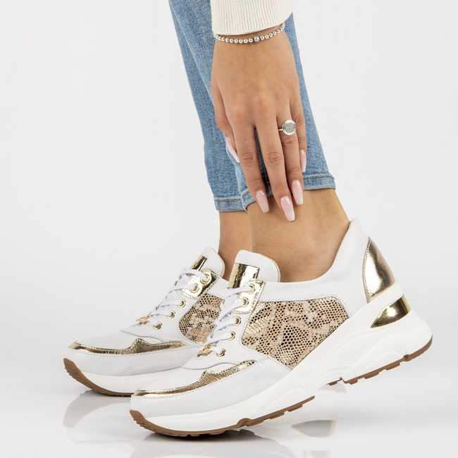 Leather sneakers Filippo 087 white gold