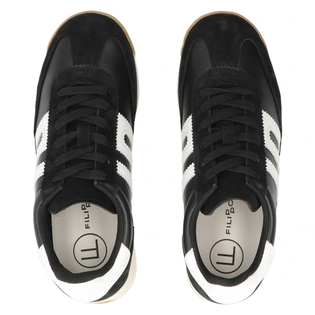 Skórzane sneakersy Filippo DP7686/26 BK czarne