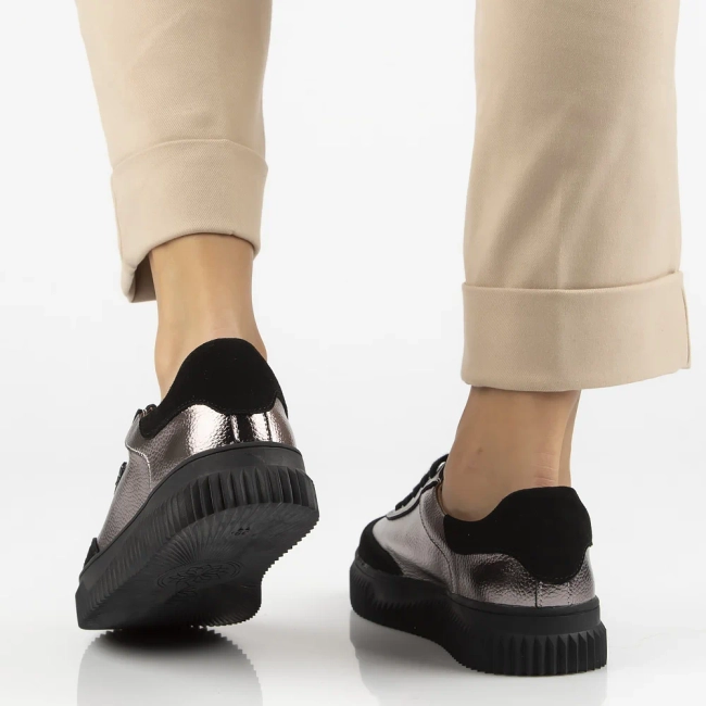 Leather sneakers Filippo DP7123/25 GN gun metal