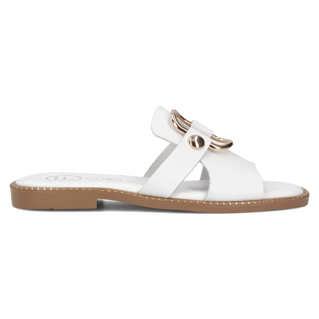 Leather slippers Filippo DK6264/24 WH white