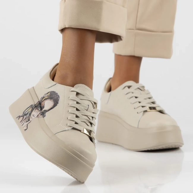 Leather sneakers Filippo DP6207/24 BE beige