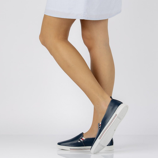 Skórzane półbuty FILIPPO DP066/21 NV granatowe