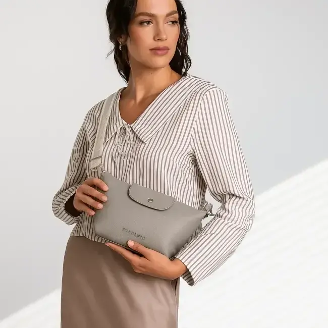 Leather handbag Toscanio G74 grey