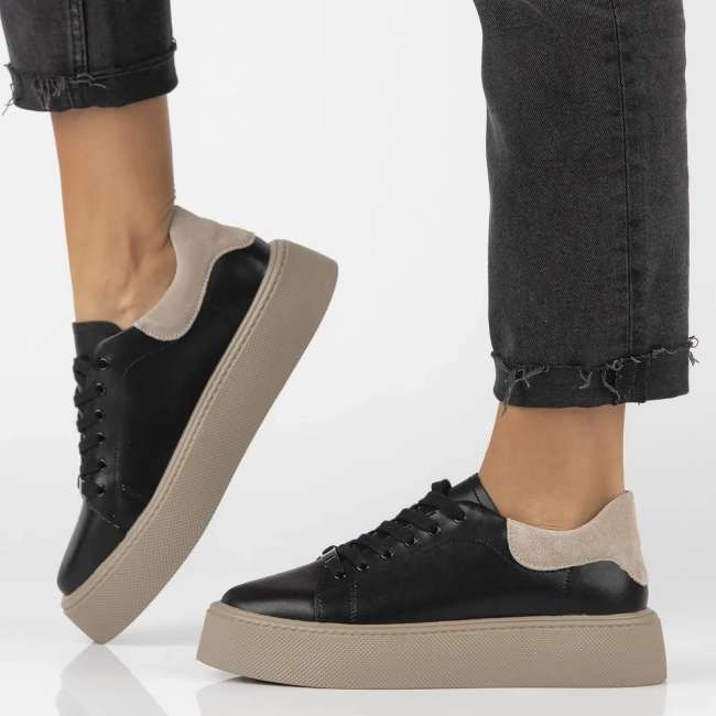 Leather sneakers Filippo DP6119/26 BK BE black-beige