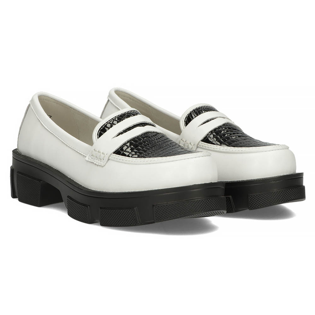 Skórzane półbuty Filippo DP3695/22 WH BK białe