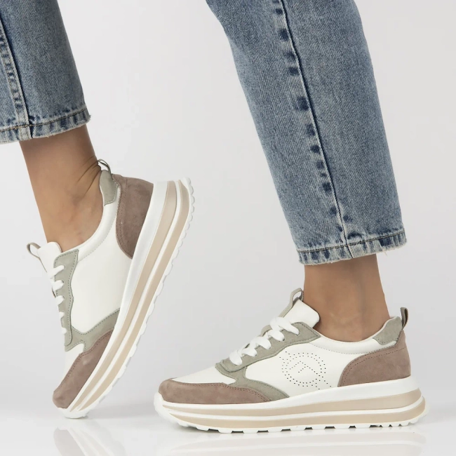 Skórzane sneakersy Filippo DP6787/25 WH BE biało beżowe