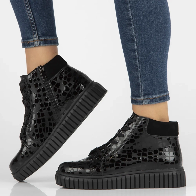 Leather ankle boots DBT6368/24 BK black