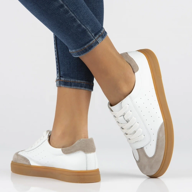 Leather sneakersy Filippo DP6128/25 WH BE white