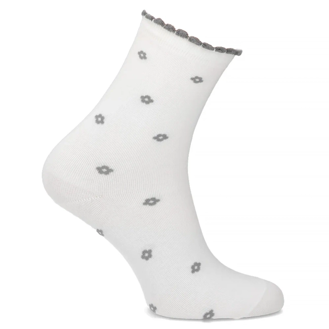 Women's Socks white flowers LM18-379