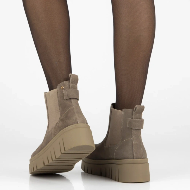 Skórzane botki na platformie Filippo DBT7266/25 TP taupe