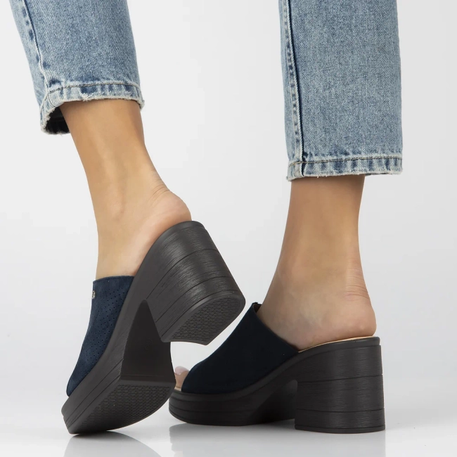 Leather slippers Filippo DK6814/25 NV navy