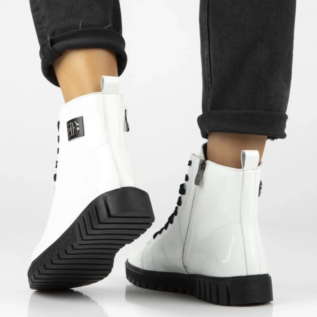 Skórzane trzewiki Filippo DBT7273/25 WH białe