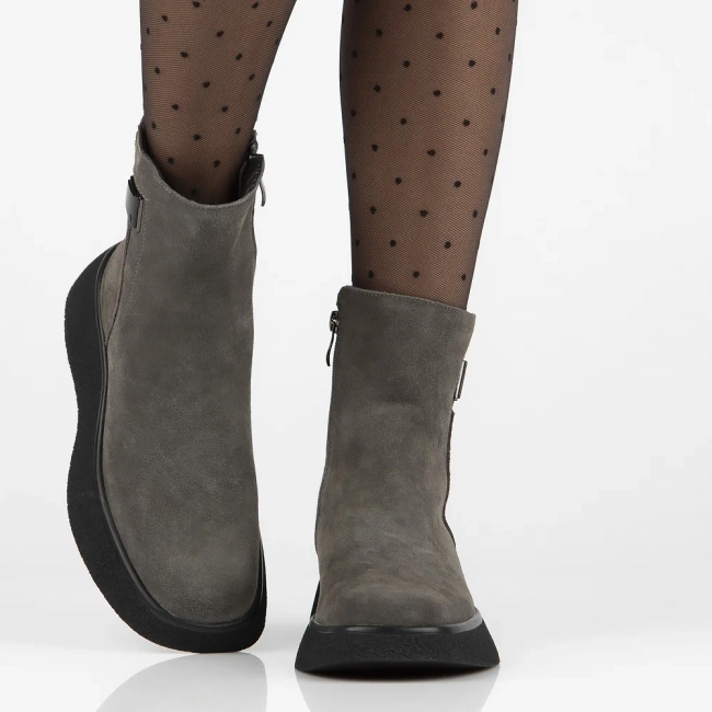 Leather ankle boots DBT6387/24 GR grey