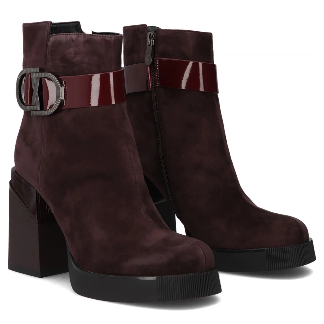 Leather ankle boots Filippo DBT7183/25 BG burgundy