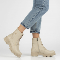 Skórzane botki typu workery Filippo 231 beżowe