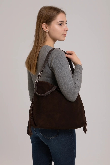 Leather handbag Toscanio G98 dark brown