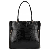 Black shopper bag croc effect