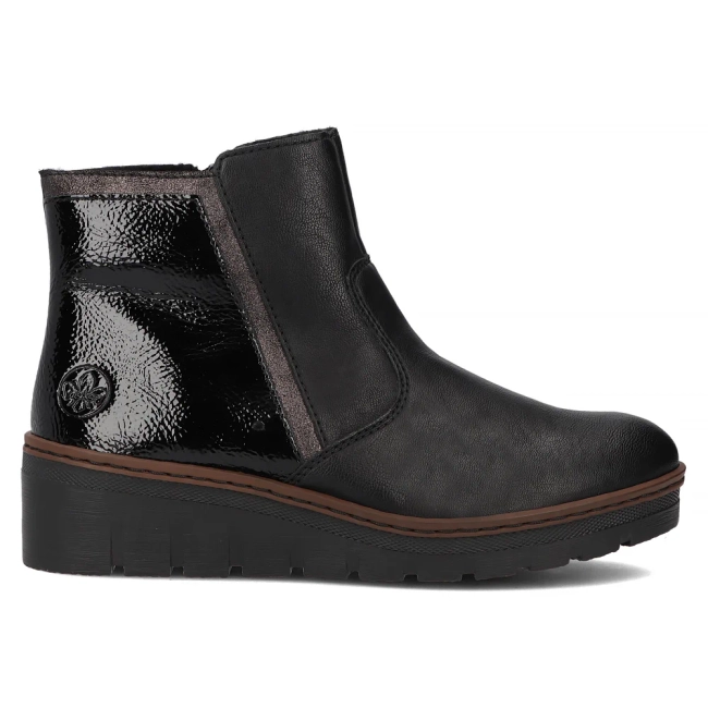 Botki na platformie Rieker X9150-00 czarne